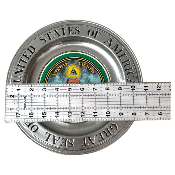 Vintage Wilton RWP Pewter Plate 11" Great Seal USA American Eagle Patriotic Deco - Picture 4 of 4